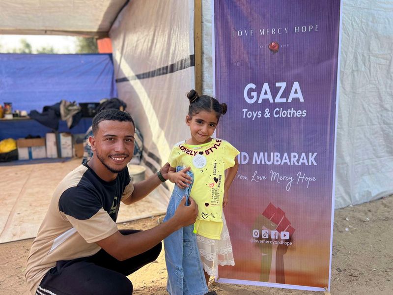 Toys and clothes being given out in Gaza