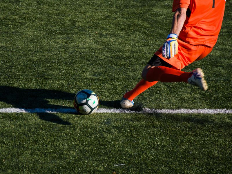 A football on a pitch