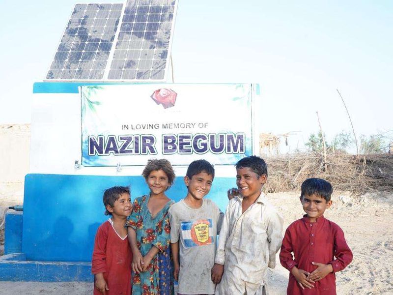 A small solar pump installed in memory of a donor's relative