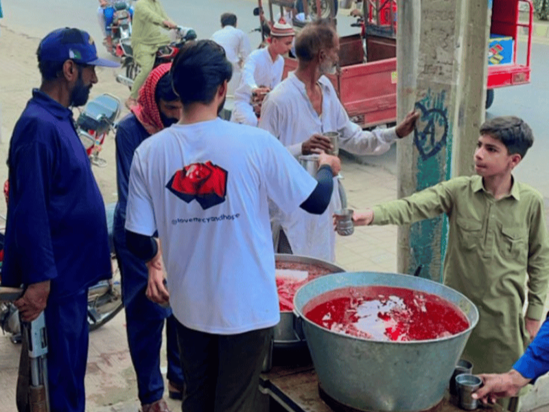 Cool drinks being handed out in Pakistan